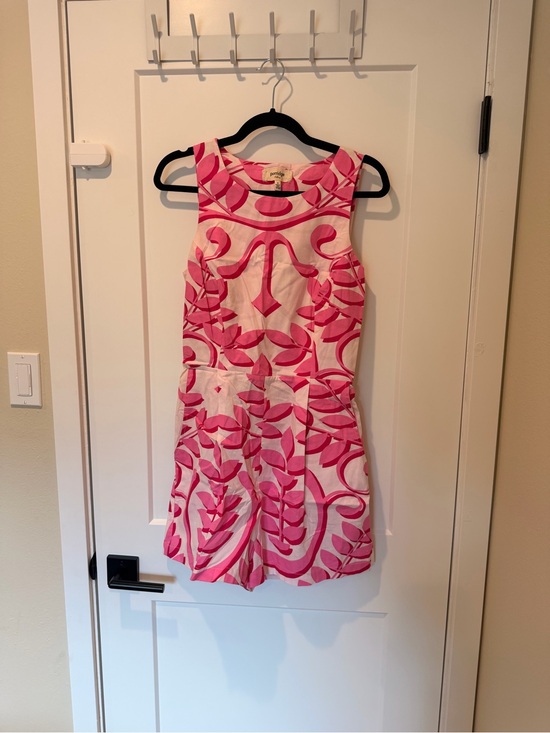 Porridge Pants - Anthropologie Porridge Rosy Cut-Out Floral Paisley Pink White Romper